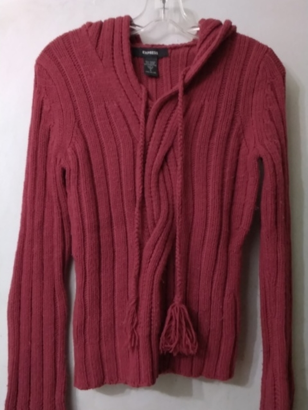 Express Women’s Hooded Cable-Knit Cardigan in Dusty Rose Sz Small